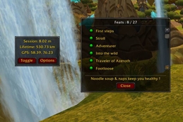 Feet of Azeroth: Coordinates & Pedometer