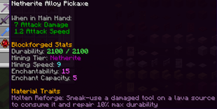 Netherite Alloy Pickaxe — Molten Reforge Trait