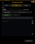 Giveaway Dice Roll Main Window