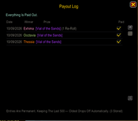 Giveaway Dice Roll Payout Log