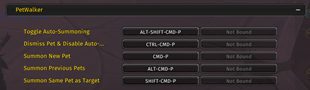 Available keybindings