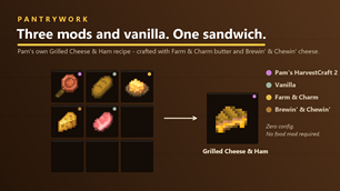 Three mods and vanilla. One sandwich.