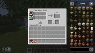 Book button in farmer's cooking pot