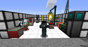 Showcase with Power Armor and a Gauss Rifle