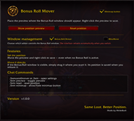 Bonus Roll Mover – Settings