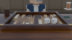 Your seat at the Tavla board: roll the dice, then move a checker