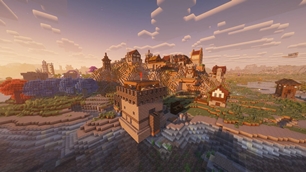 Sunset over the colony - a Wall Tower at the water's edge