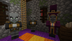 A Sorcerer Servant and 2 Basher Servants inside a Sorcerer Hut.