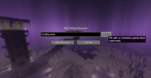 Randomized username for offline accounts