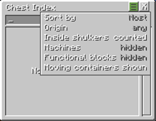 Burger menu for Sort settings