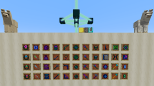 Screenshot showing most of the content in the mod as of version 0.7.0