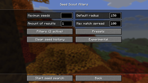 Seed Scout - Filter Settings