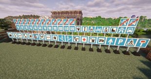Blue square/informational road signs