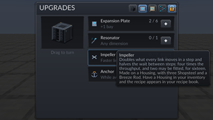 UPGRADES: two bays to start, eight with Expansion Plates. Every upgrade says what it does and what it is made on.