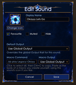 Edit your and the default sounds. Change Icon, mute and create macro!