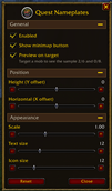 Options window