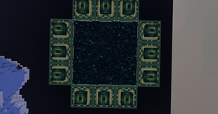 Underneath a downward-facing (upside-down) portal, looking up at it