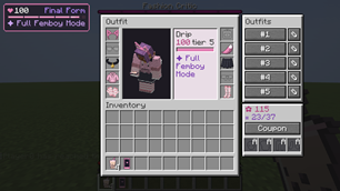 Outfit screen and Drip Level