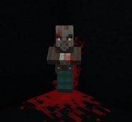 Blood marks on a mob, wall and floor