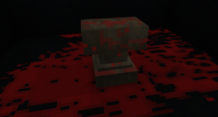 Blood on an anvil and the surrounding floor