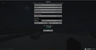Settings page
