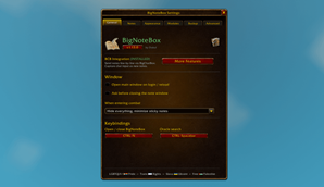 Settings panel