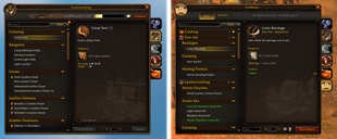 Same window: Blizzard's Leatherworking page, then the CraftBoard tab
