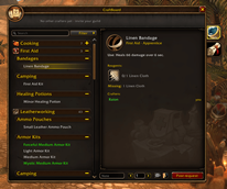 Standalone window for characters without professions