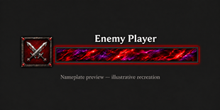 Revenge nameplate preview (illustrative recreation)