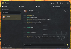 Community chat — channels and dated history