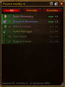 Nearby players list