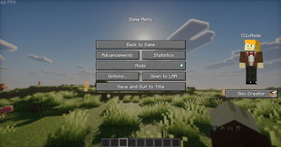 Skin Creator on the pause menu
