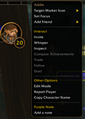 Target menu option
