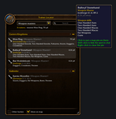Weapon masters and the weapons they teach
