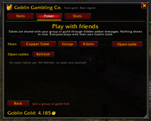 Poker Create a Table Page (For playing with friends)