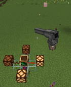 When the cannon tilts downwards and to the left, redstone signals are output from the bottom and right sides