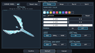 Swordflight Customization Menu