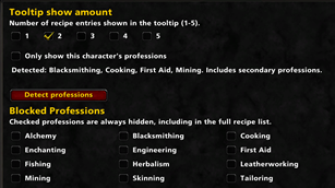 Options window