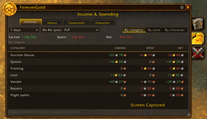 Income & Spending where your gold came from and went