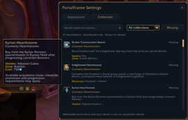 Collections menu (Options)