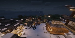 A japanese town in the snowy mountain