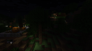 Village Darkness with Flashlight under Half Moon