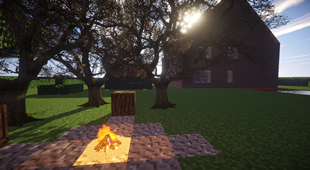 Oak trees near a fireplace