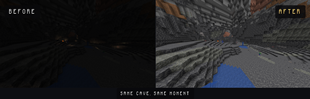 A cave, before and after