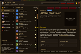 Character Lore Panel