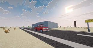 Red Scout starting dusty trip tours on Flatty Desert Map World