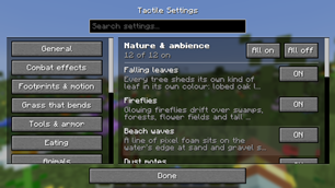 The Tactile menu