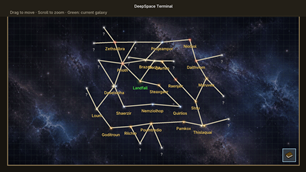 Galactic map showing explored planets