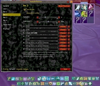 Bar settings. Choose columns and icon size, then pick gear, action buttons, macros or bag items for each slot.