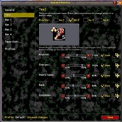 Text page. Change the size, position and edge of the keybind, charges, macro name, rank and cooldown text, with a live preview.